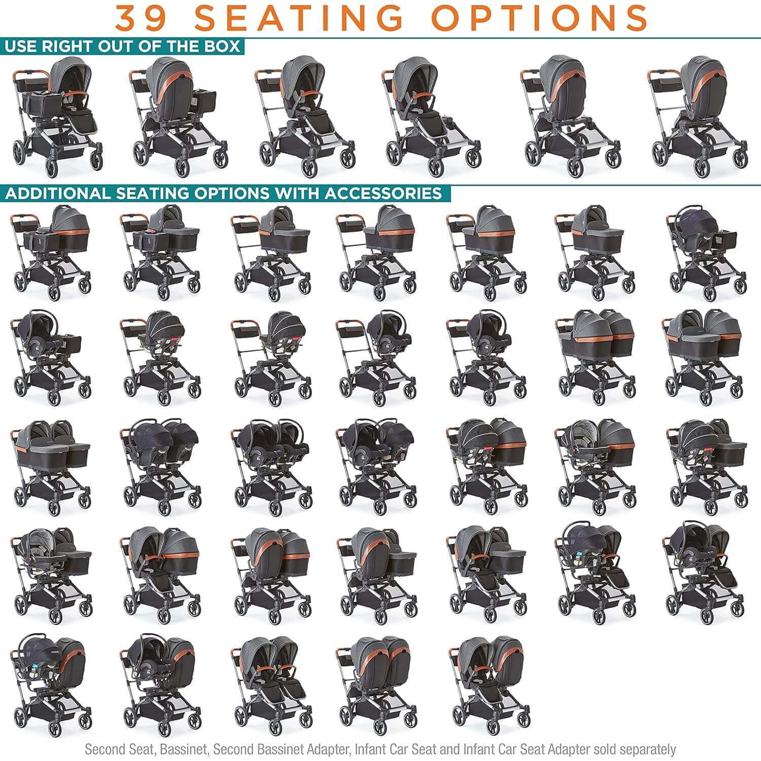 Contours Element® Single to Double Stroller