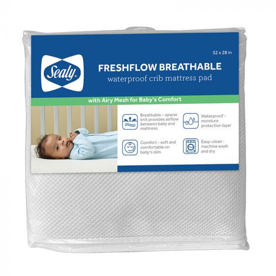 Sealy FreshFlow Breathable Waterproof Crib Mattress Pad