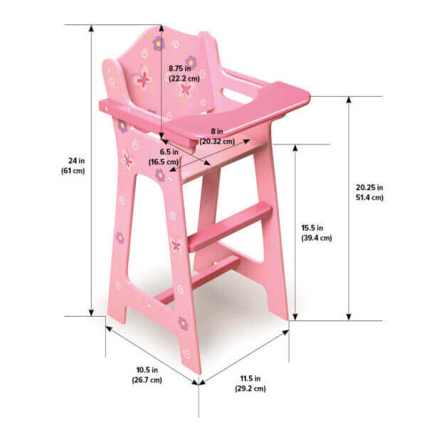 Badger Basket Blossoms and Butterflies Doll High Chair