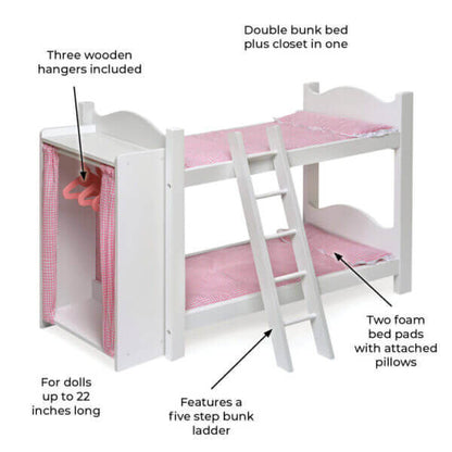 Badger Basket Doll Armoire Bunk Bed with Ladder