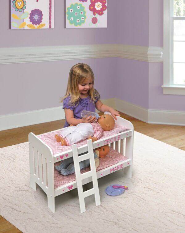 Badger Basket Doll Bunk Bed with Bedding, Ladder, and Free Personalization Kit