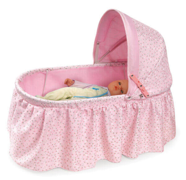 Folding Doll Cradle with Hood – Pink/Rosebud