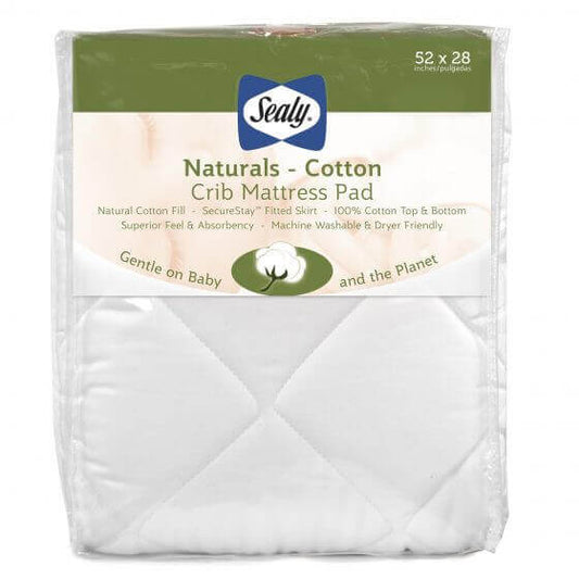 Sealy Naturals Cotton Fitted Crib and Toddler Mattress Pad