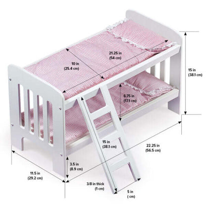 Badger Basket Doll Bunk Bed with Bedding, Ladder, and Free Personalization Kit