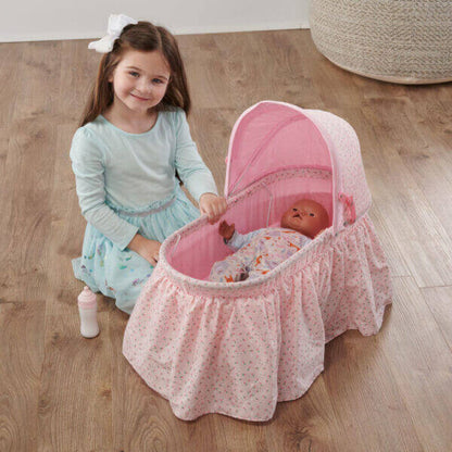 Folding Doll Cradle with Hood – Pink/Rosebud