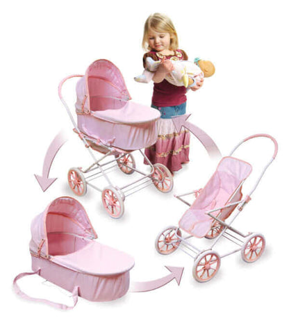 Just Like Mommy 3-in-1 Doll Pram/Carrier/Stroller – Pink/Gingham