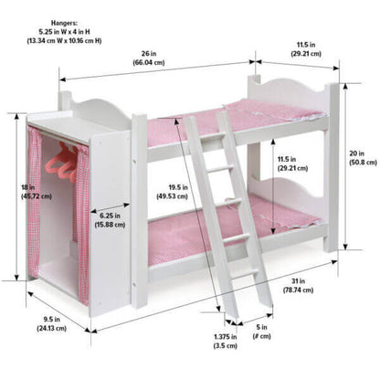 Badger Basket Doll Armoire Bunk Bed with Ladder