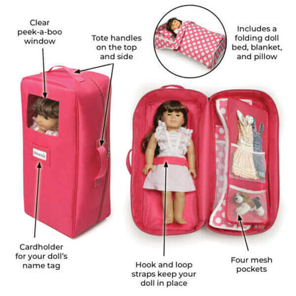 Badger Basket Doll Travel Case with Bed and Bedding