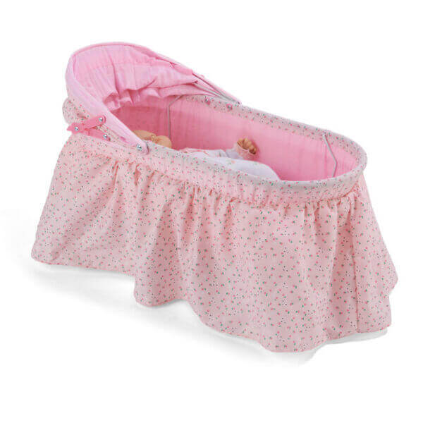 Folding Doll Cradle with Hood – Pink/Rosebud