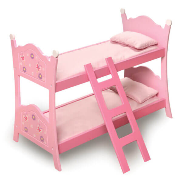 Badger Basket Blossoms and Butterflies Doll Bunk Bed with Ladder and Bedding