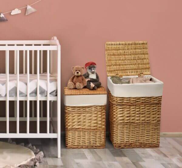 Badger Basket Natural Color Wicker Two Hamper Set with Liners