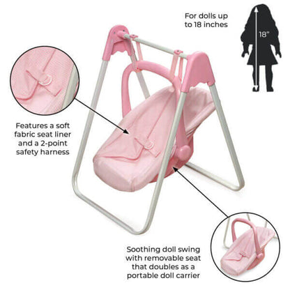 Badger Basket Doll Swing with Portable Carrier Seat