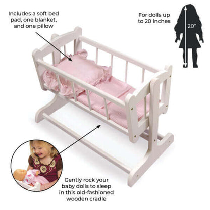 Badger Basket Heirloom Style Doll Cradle with Bedding