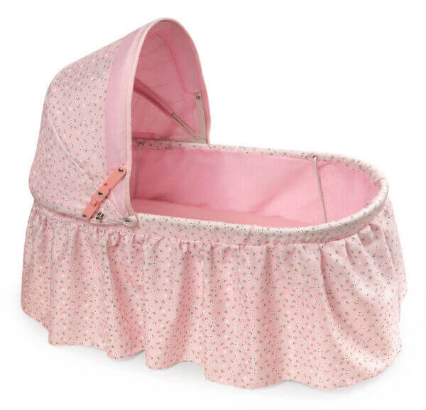 Folding Doll Cradle with Hood – Pink/Rosebud