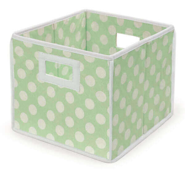 Folding Basket/Storage Cube in Sage Polka Dot