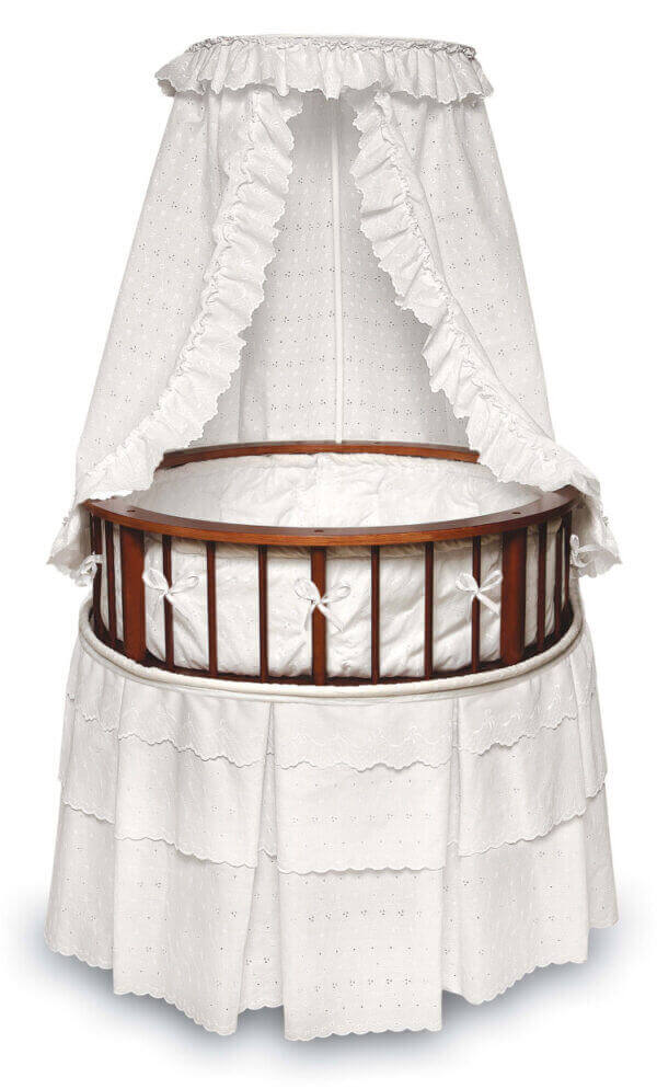 Elegance Round Baby Bassinet with Canopy – Cherry/White